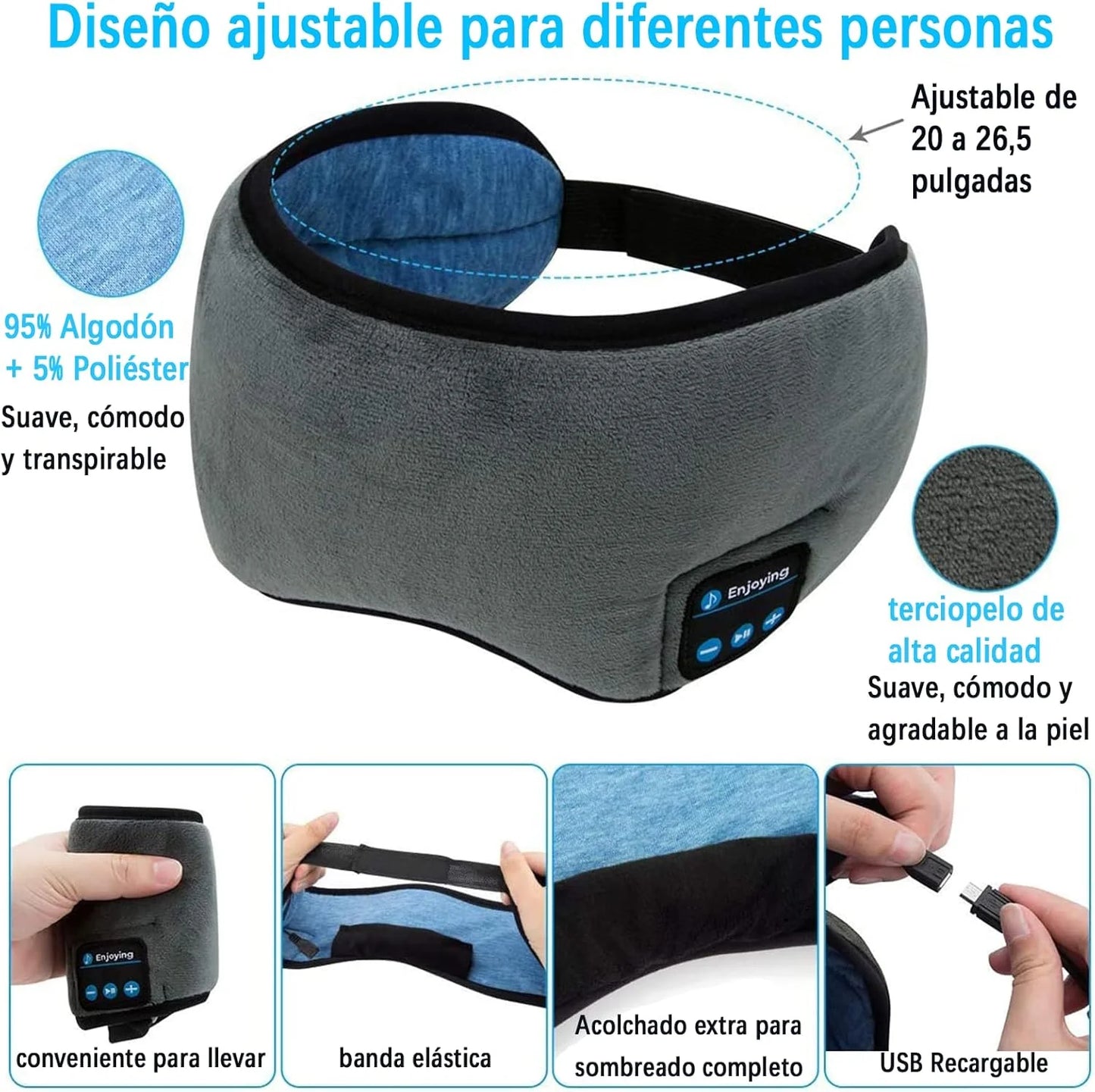 ANTIFAZ CON AUDIFONOS PARA DORMIR